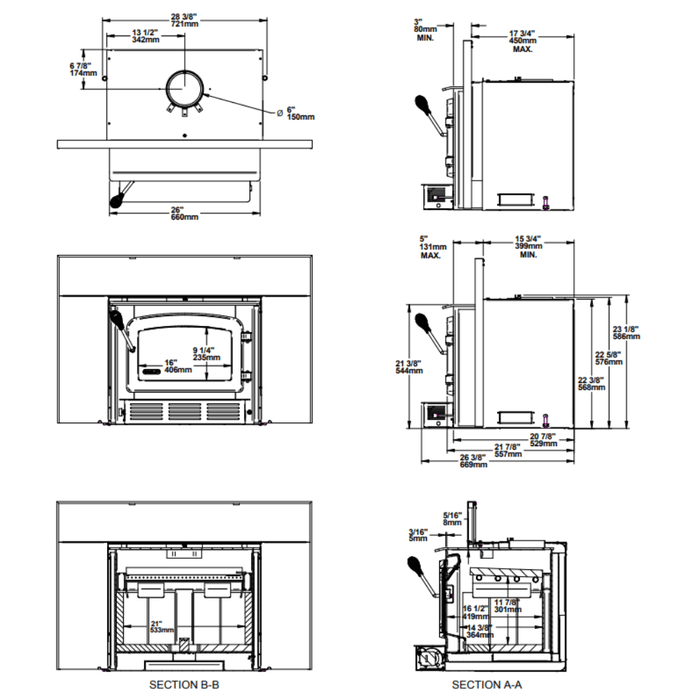 Drolet Escape 1800-I Wood Insert Trio (25FT)